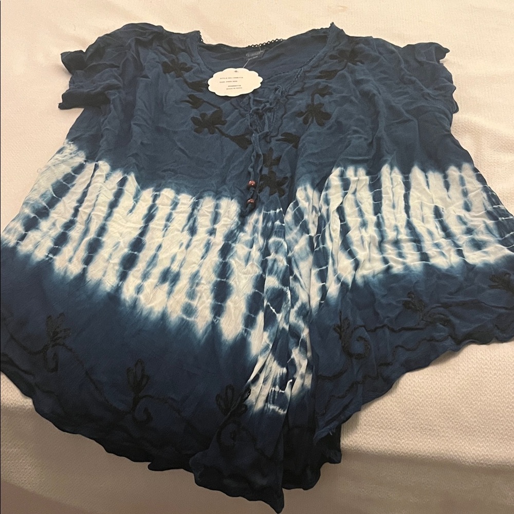 Navy Tie-Dye Women's Blouse